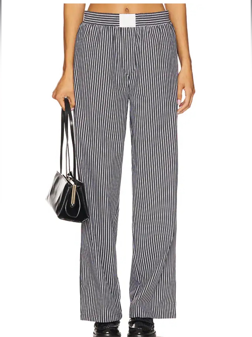 Striped Wide-Leg Women’s Pants — Black & White